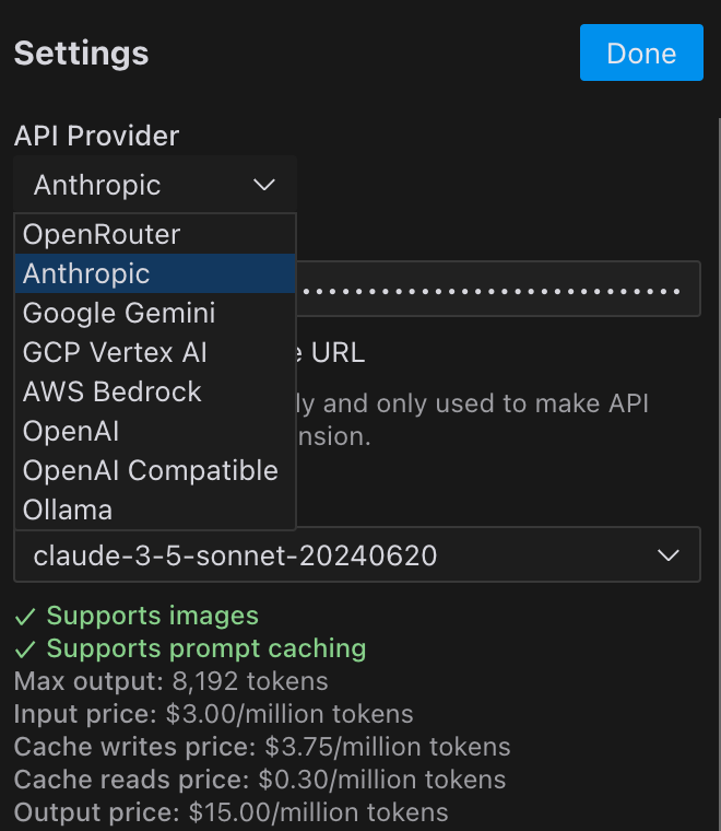 Cline Dev Provider and Model Selection